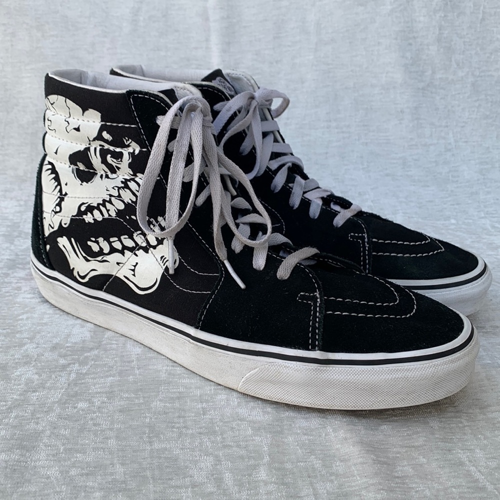 Vans Sk8-Hi TM Glow in the Dark Skull Black Suede Sneakers